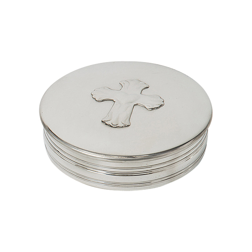 90mm Round Trinket Box Embossed Cross