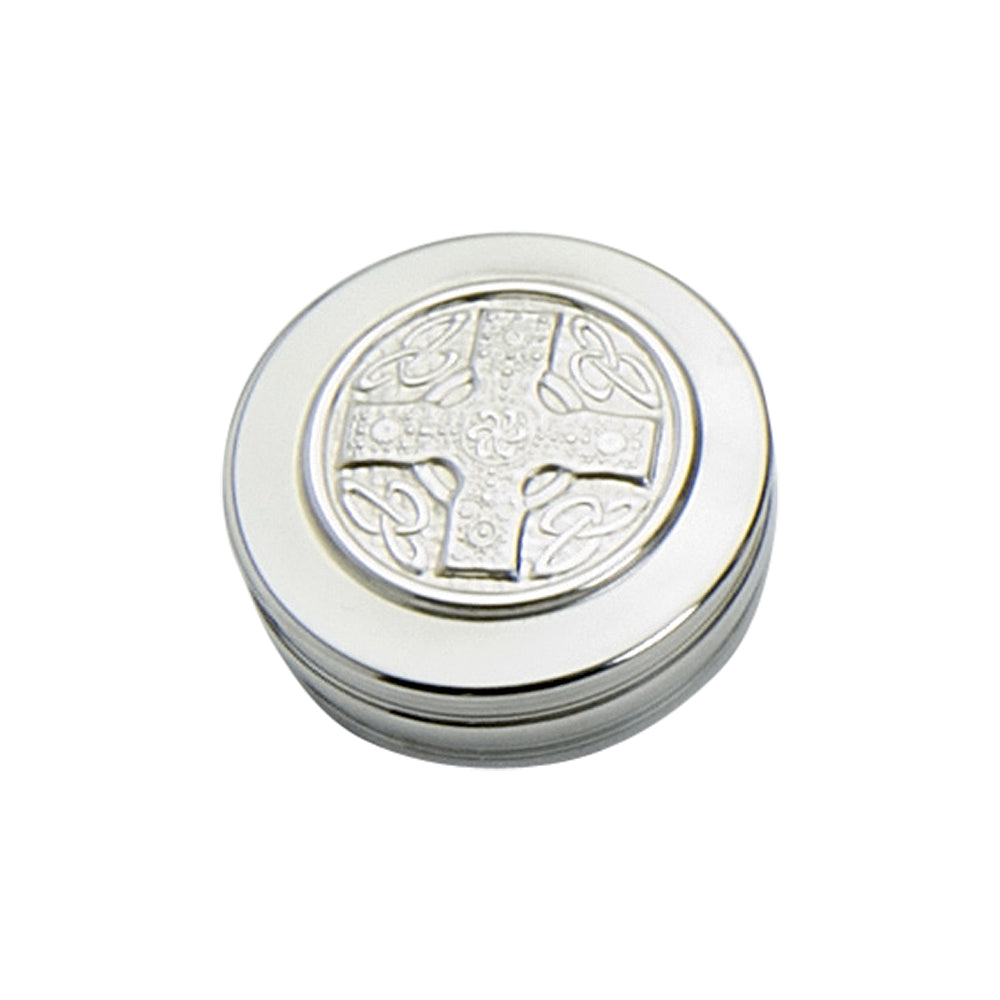 50mm Round Trinket Box with insert, Celtic Cross