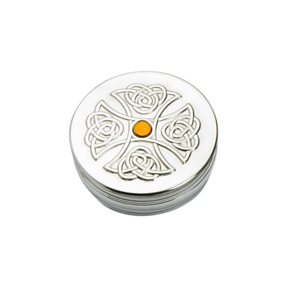 50mm Round Trinket Box     Topaz    Cross