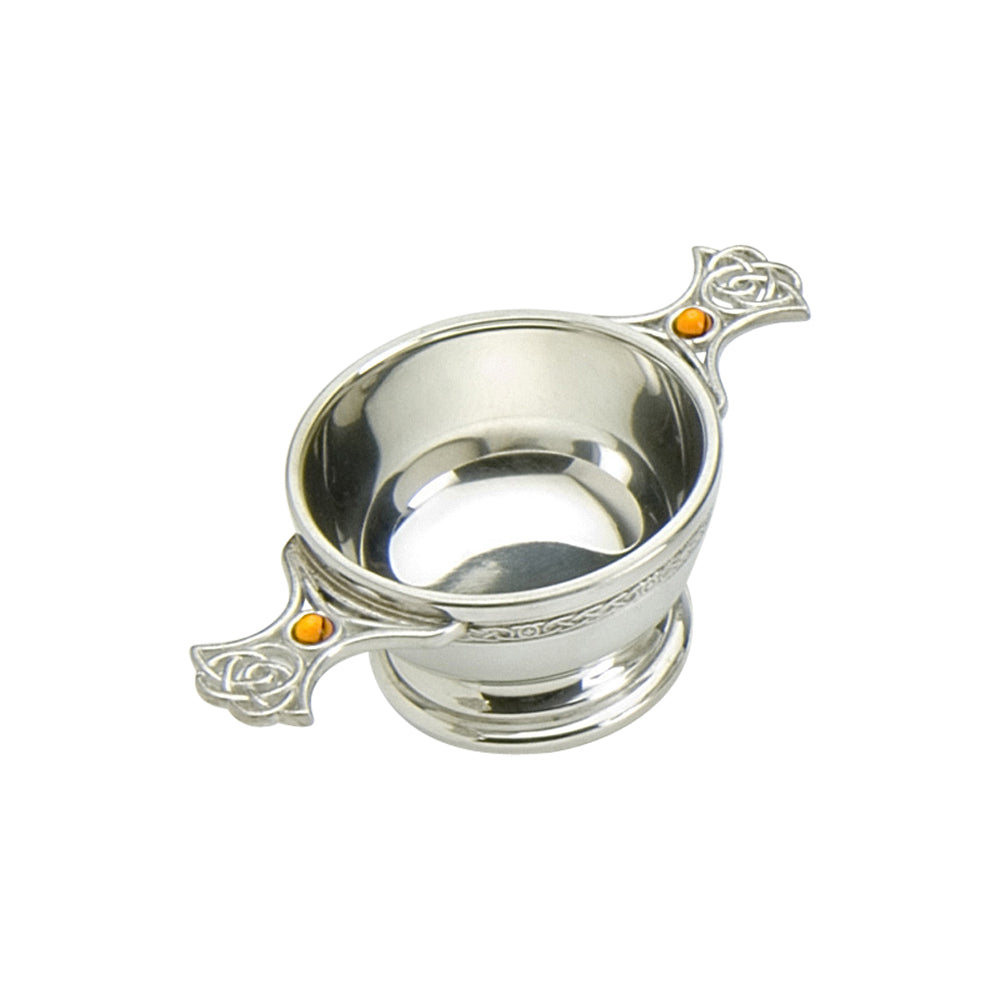 2" Quaich   Celtic Weave handle  Topaz