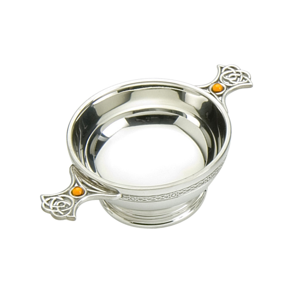 3" Quaich  Celtic Weave handle    Topaz