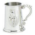 1 pint pewter tankard with stamped rugby scene