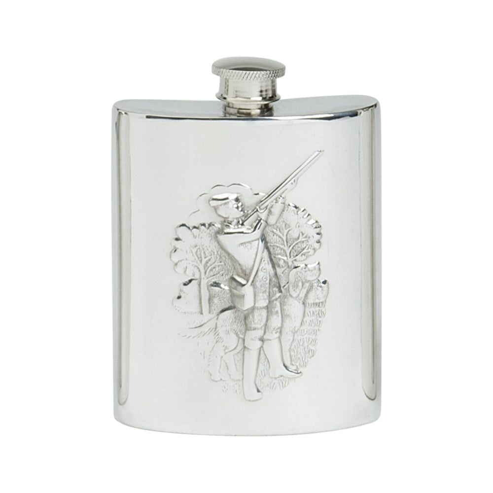 6oz Hip Flask, Stamped Shooting Scene
