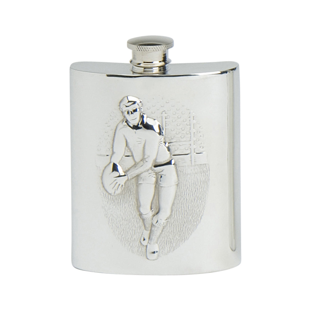 6oz Hip Flask, Stamped Rugby Scene