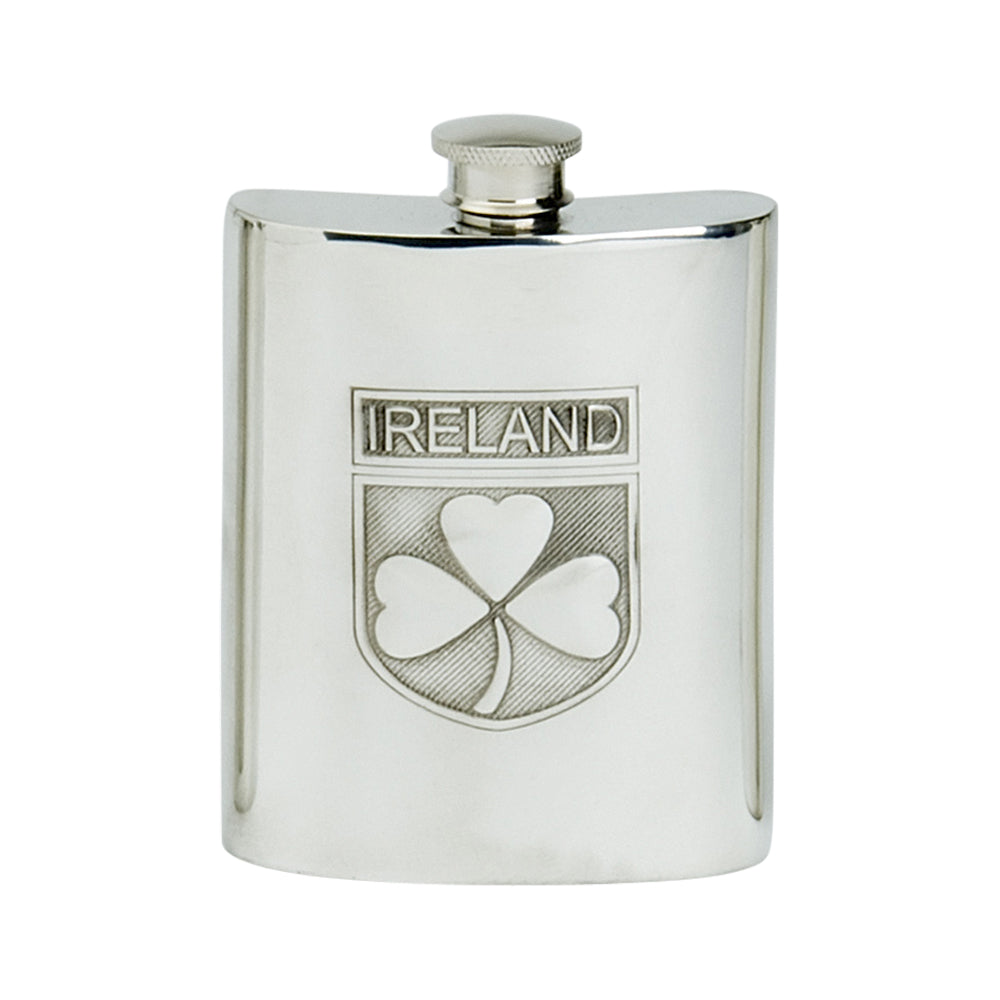 6oz Hip Flask Ireland Badge