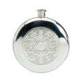 6oz Round Slim line Flask. Stamped Celtic Scene
