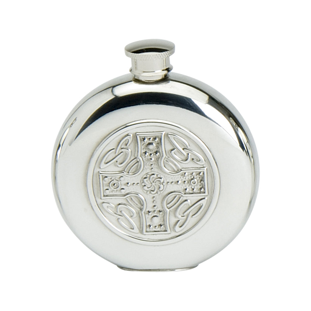 6oz Round Flask with insert, Celtic Cross