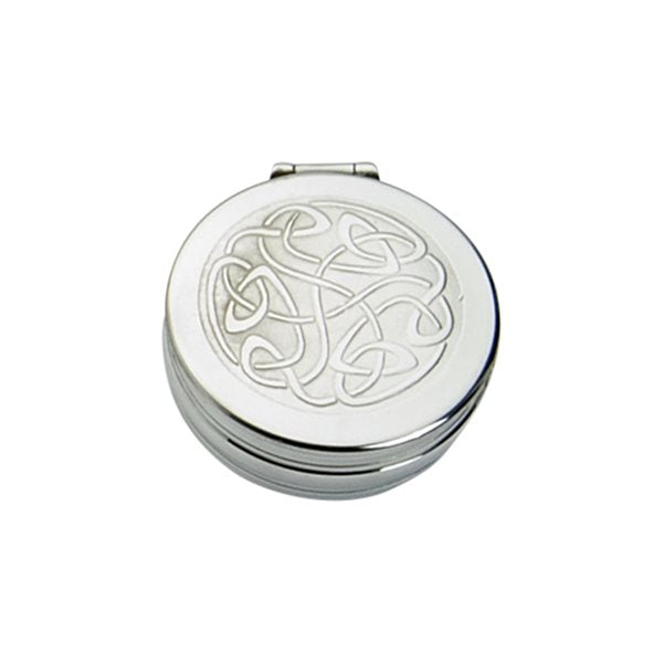 50mm hinged pewter box with Celtic knot design