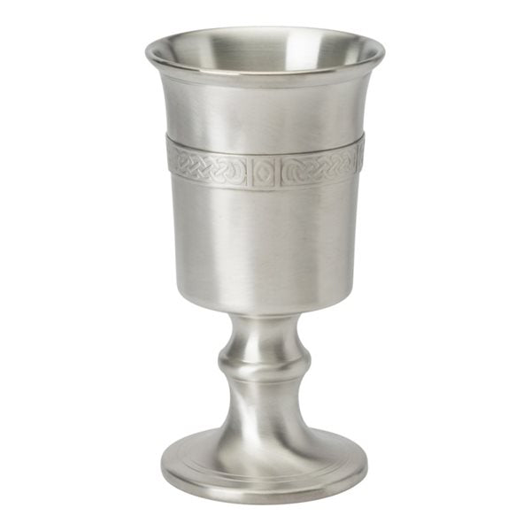 6.5 inch pewter chalice with Celtic band design, satin finish