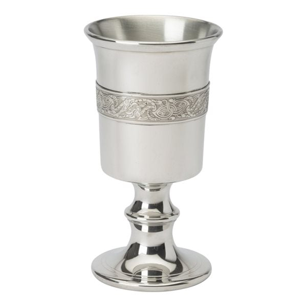 6.5 inch pewter chalice with dragon band design
