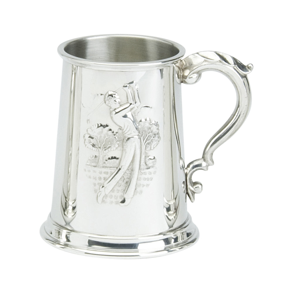 1 Pint Tankard. Stamped Golf Scene