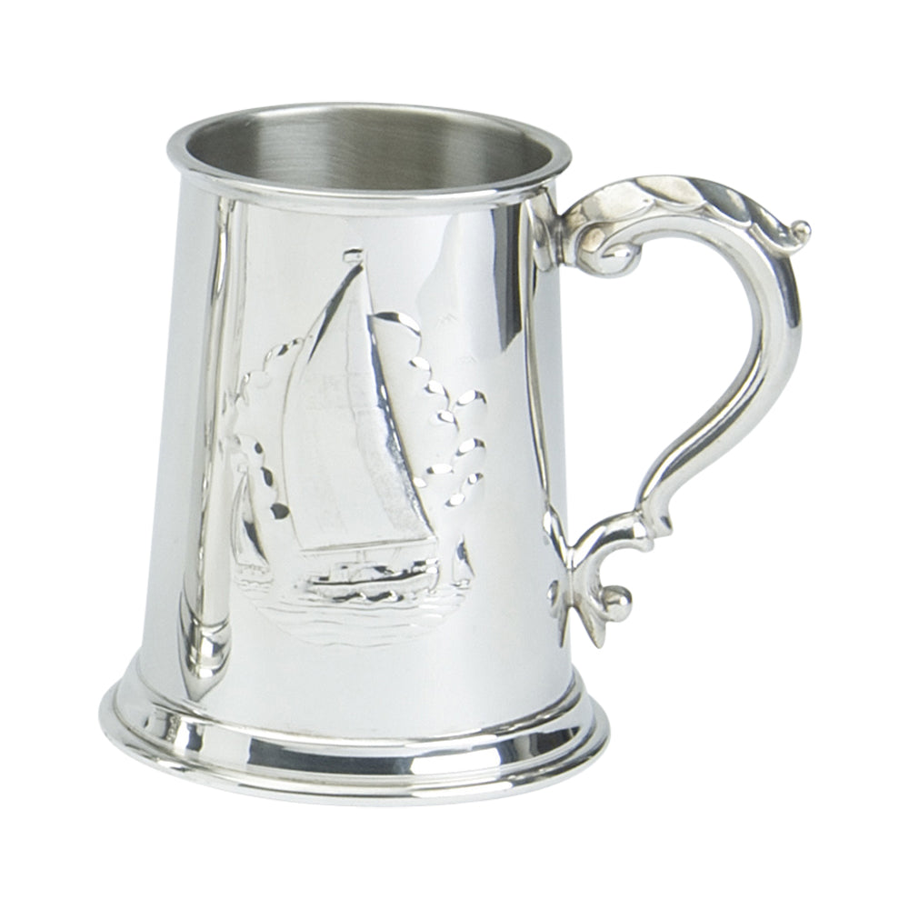 1 Pint Tankard. Stamped Sailing Scene