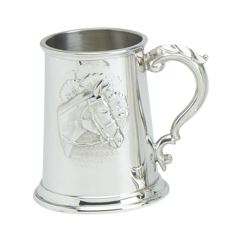 1 Pint Tankard. Stamped Horse Scene