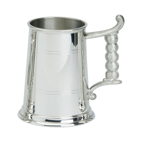 English pewter one pint tankard with a rope handle