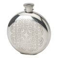 6oz round pewter hip flask with Celtic knot design