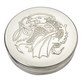 90mm round pewter trinket box with Kells dragon design