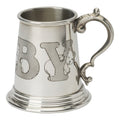 Pewter children's tankard with baby blocks design